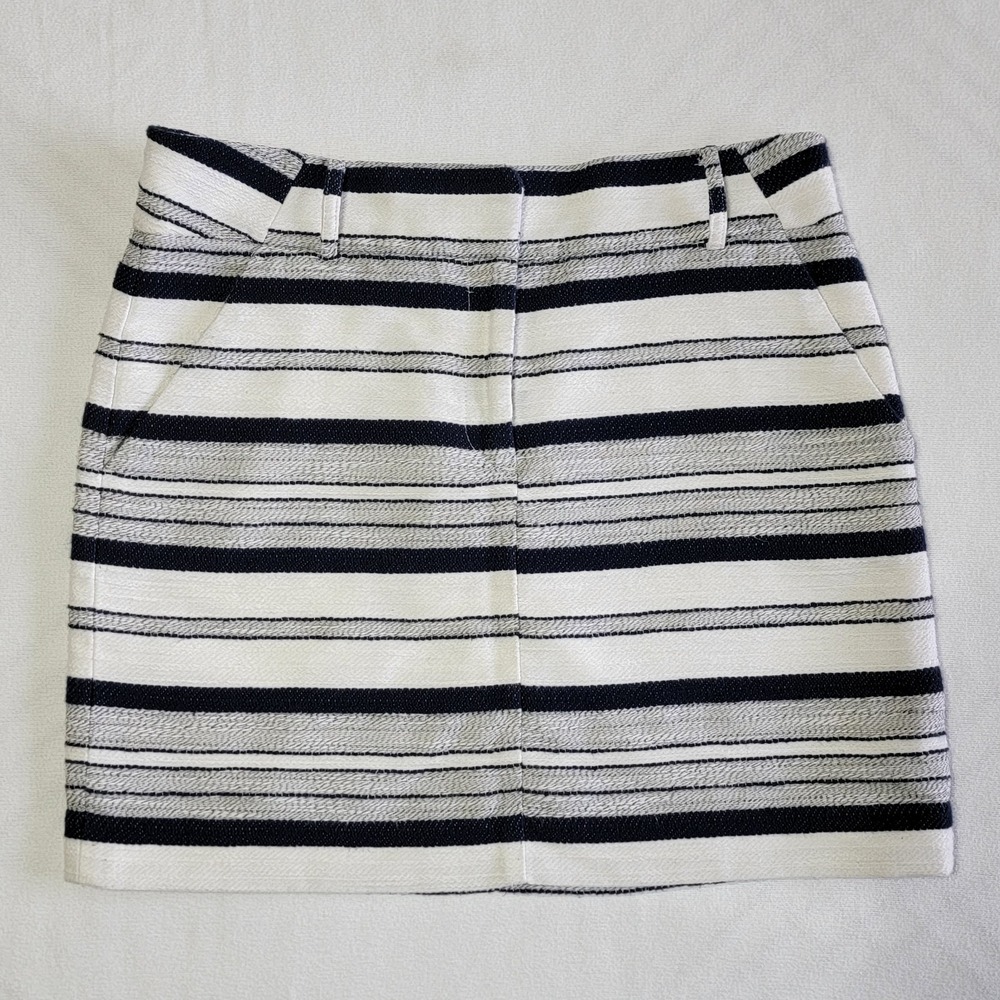 Ann Taylor Loft Blue White Striped Skirt Women 8 Coastal Summer Vacation Beachy